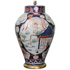 Very Large Lamped Japanese 17th Century Imari Vase