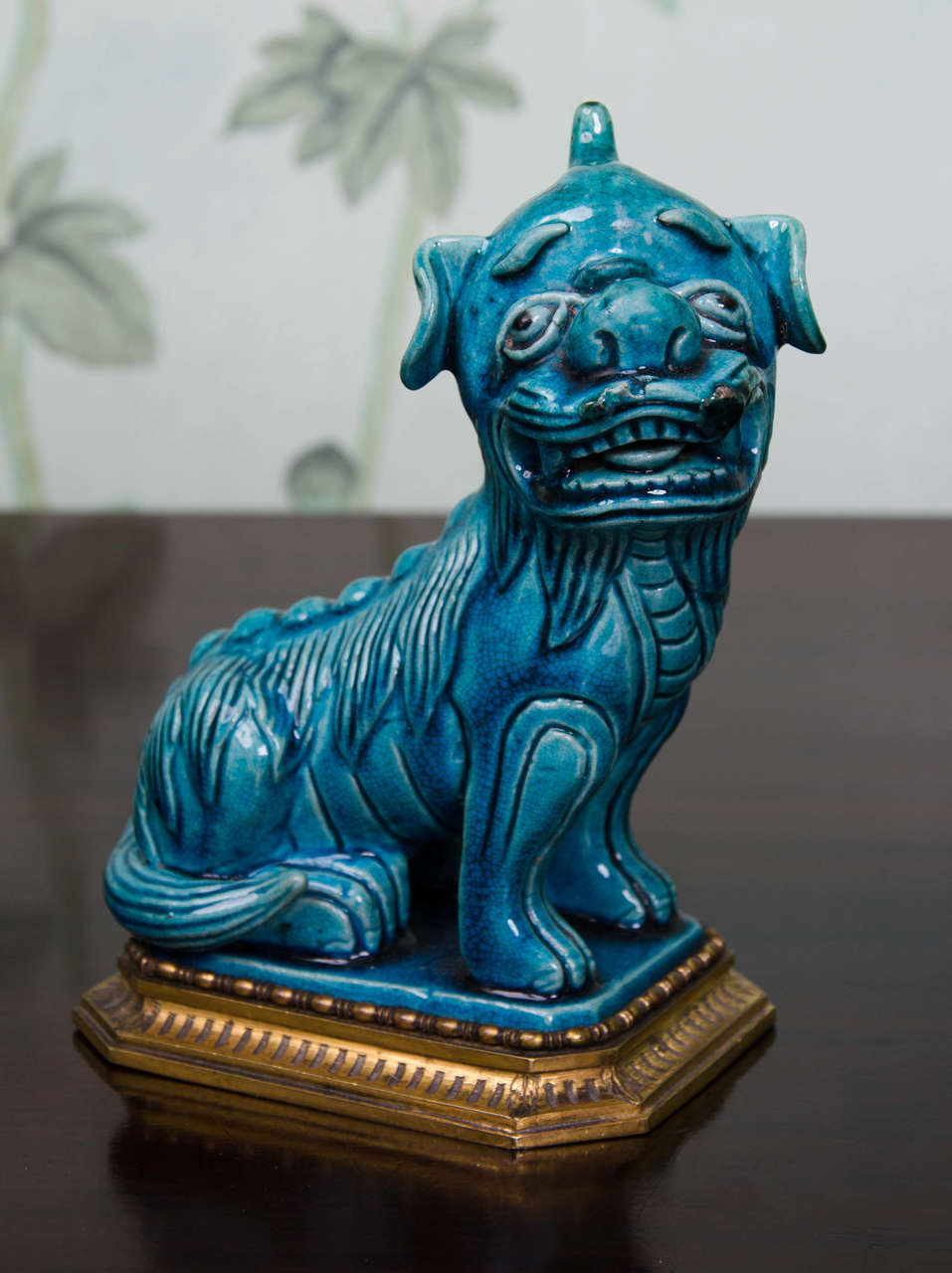 Pair of Chinese Turquoise Glazed Foo Dogs on Ormolu Mounts For Sale 3