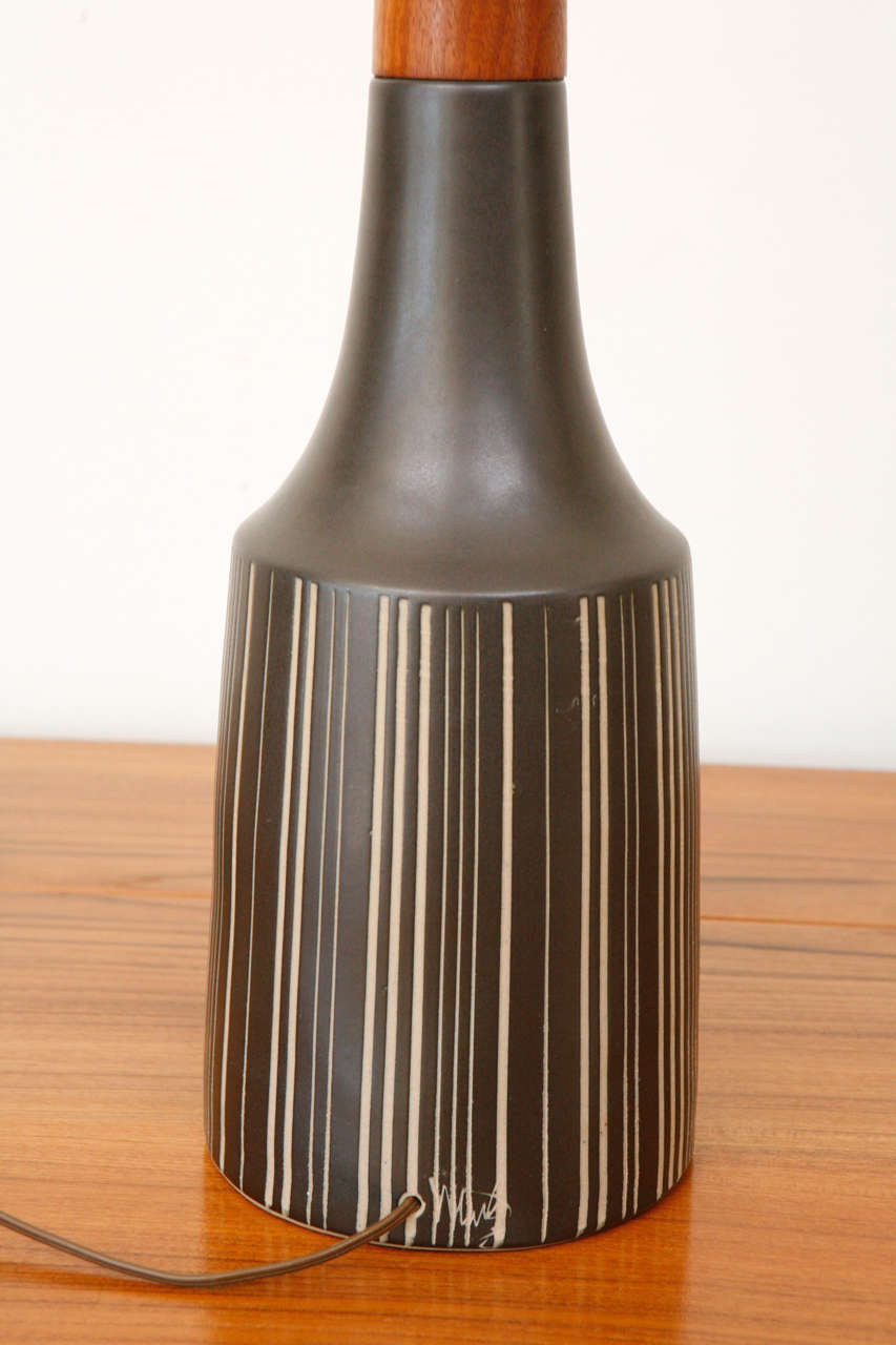 Sgraffito Striped Ceramic Martz Lamp by Marshall Studios 2