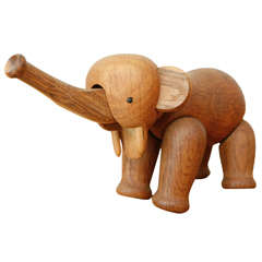 Vintage Solid Teak Danish Elephant Toy