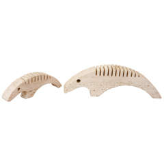 Vintage Italian Travertine Armadillo Figurines by Raymor