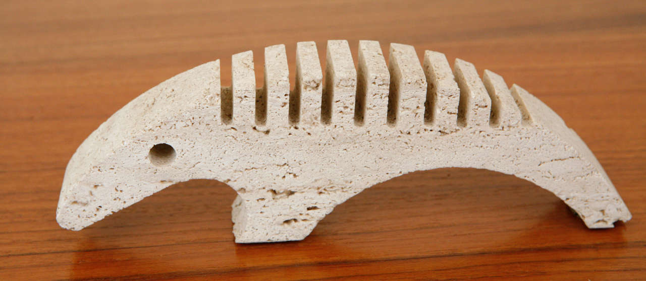 Italian Travertine Armadillo Figurines by Raymor 2