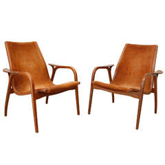 Pair of Lamino Low Back Lounge Chairs by Yngve Ekstrom