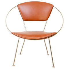 Chaise à cerceau en cuir de Raymond Loewy pour Arvins