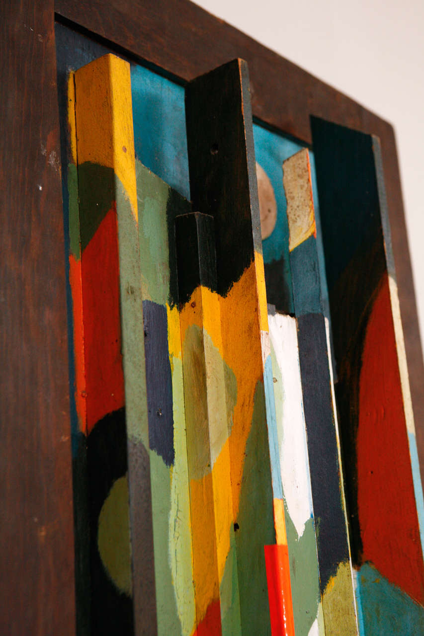 Painted Wood Relief Sculpture by Vernon Rader 2