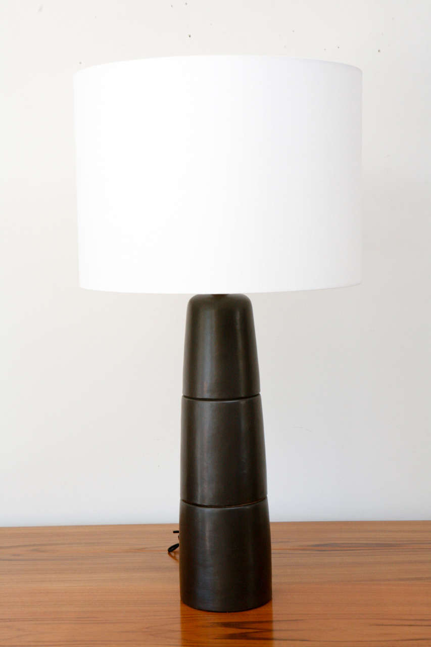 Colossal matte black ceramic Martz lamp by Marshall Studios.