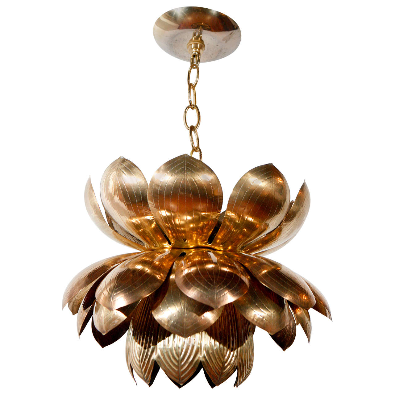 Brass Lotus Pendant For Sale at 1stDibs