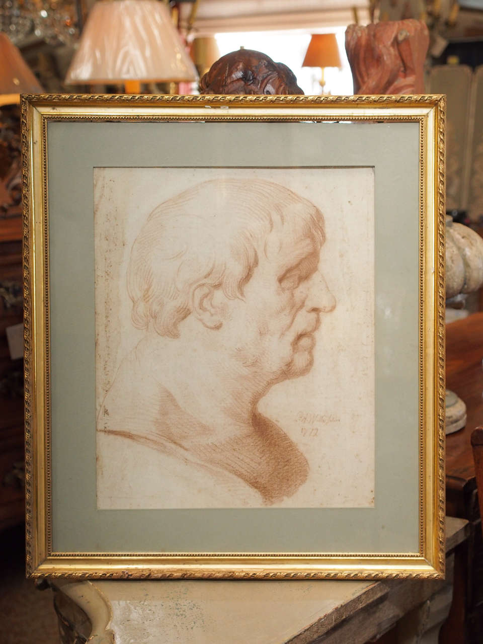 A pen and reddish brown ink drawing.
Signed P.A.Wille filius (Pierre Alexandre), 1748-1821.
Dated 1772.