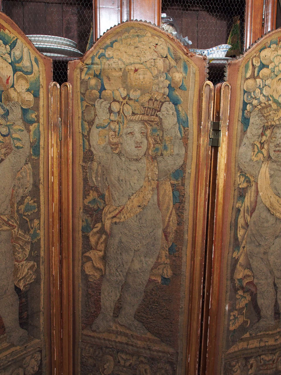 18th Century and Earlier 18th Century French Four-Panel Aubusson Folding Screen