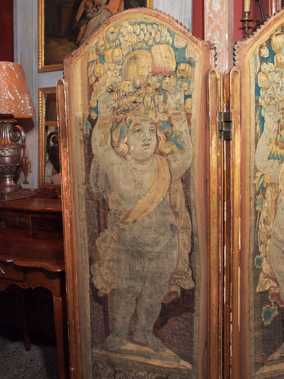 18th Century French Four-Panel Aubusson Folding Screen 1