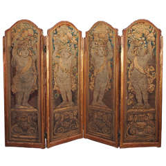 18th Century French Four-Panel Aubusson Folding Screen