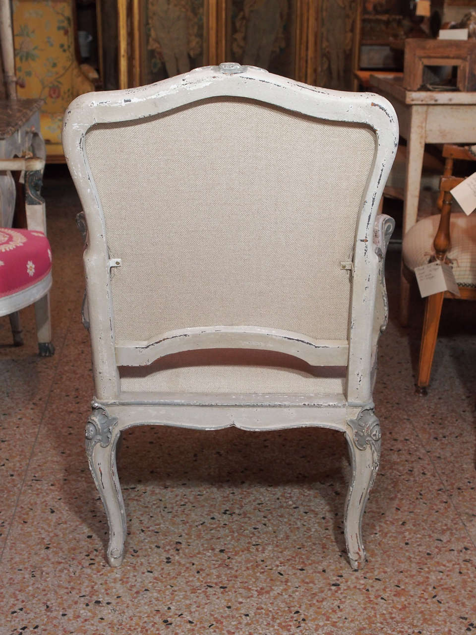 Pair of 19th Century Painted Italian Armchairs For Sale 5