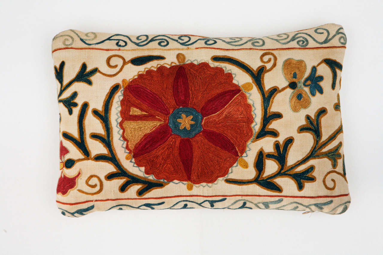Antique Suzani Embroidered Pillow