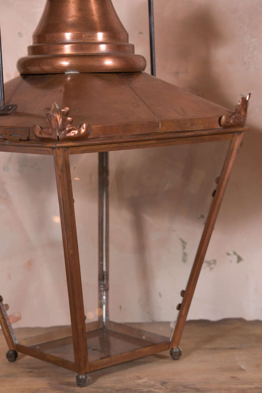 Two French Copper Lanterns In Excellent Condition In Houston, TX