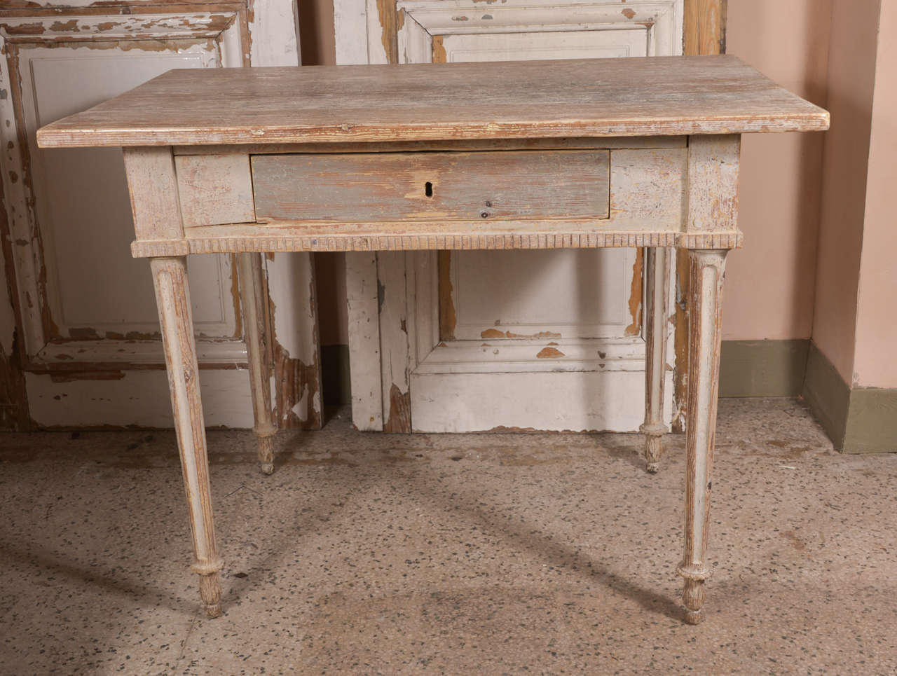 Gustavian writing or side table. Scraped to original paint.