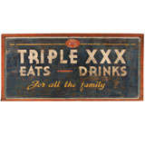 Vintage Hand-Painted "Triple XXX Eats - Drinks" Sign