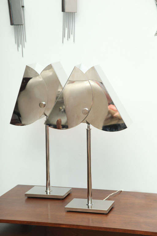 Cool American 70s Pair Nickel Lamps