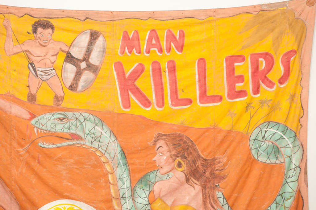 Mankillers Circus Banner In Good Condition For Sale In Toronto, ON