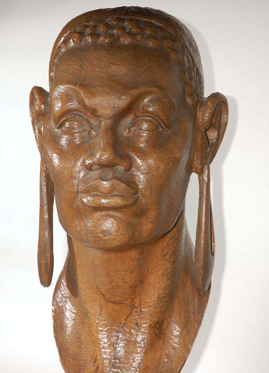 Carved African Wood Head  In Good Condition In Los Angeles, CA