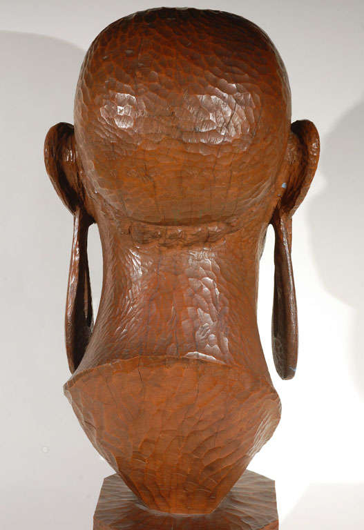 Carved African Wood Head  1