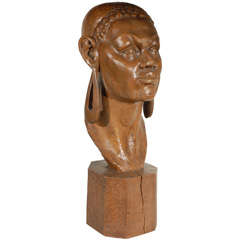Carved African Wood Head 