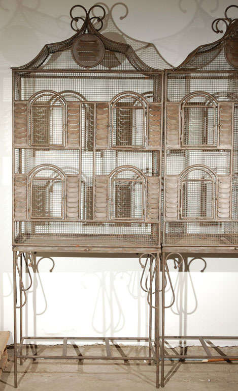 19th Century Iron Bird Cage on Stand