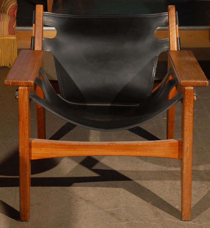 Brazilian Sergio Rodrigues Black Leather Kilin Armchair
