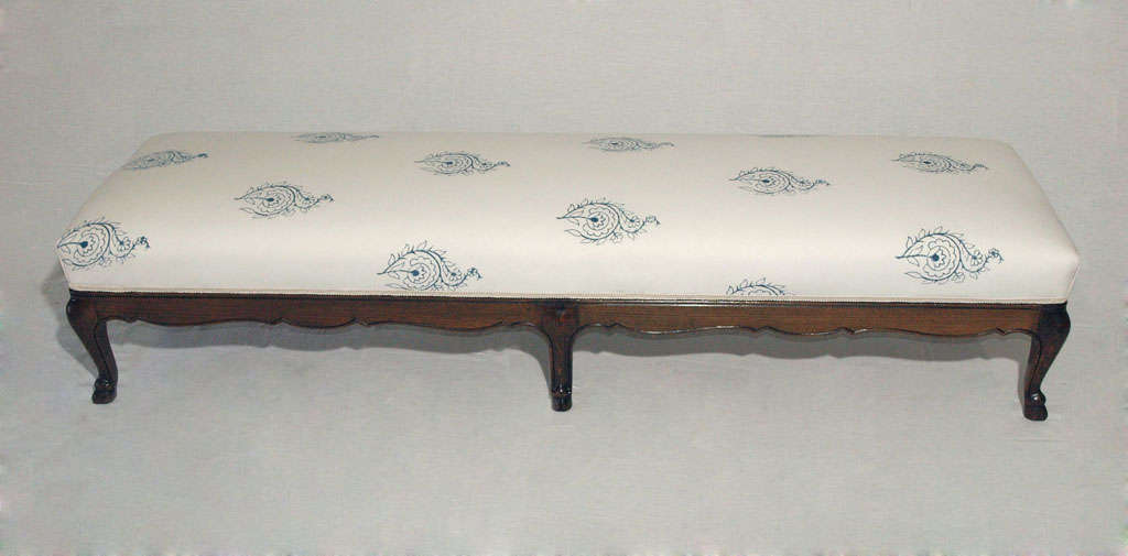 Extra Long Louis XV Bench or Ottoman with French-Indian Fabric 4