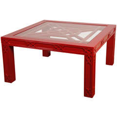 Vintage Red Lacquer Coffee Table