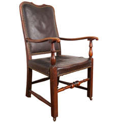 English 18th Century Elm Open Armchair