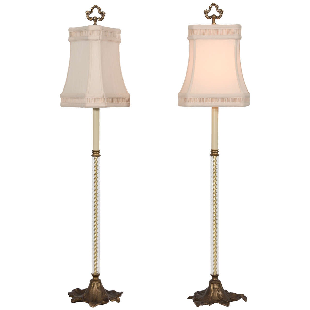 Lucite Table lamps with Custom Lamp Shades at 1stDibs