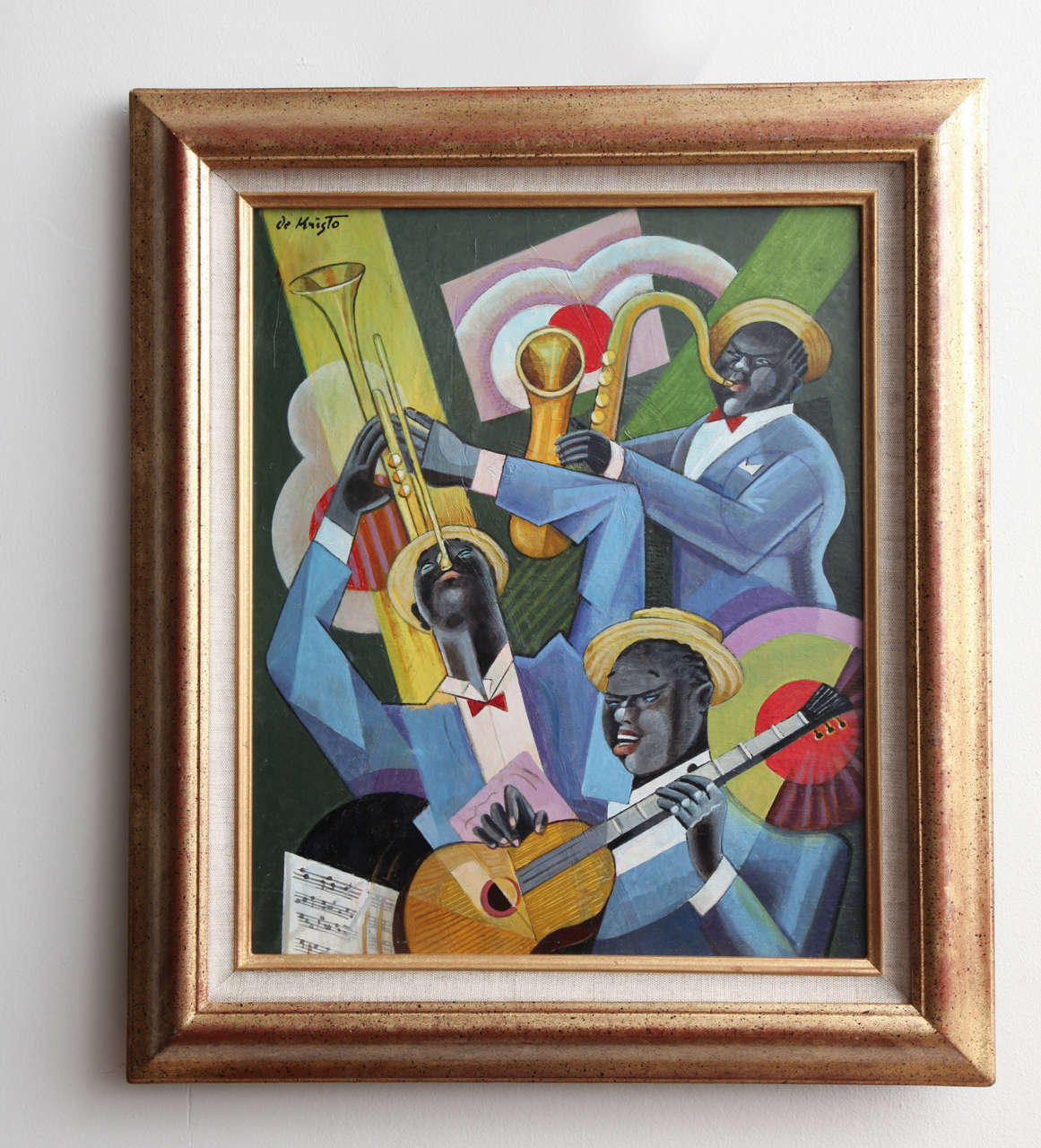 Bela De Kristo (1920-2006) oil on canvas, "Jazz Trio"
signed upper left, dimensions: 18.1 in (46 cm) x 14.6 in (37 cm).