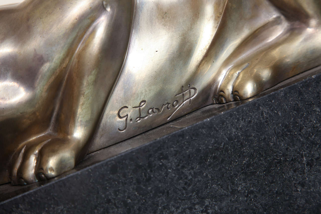 Milieu du XXe siècle Art Deco Bronze Panther by Georges Lavroff