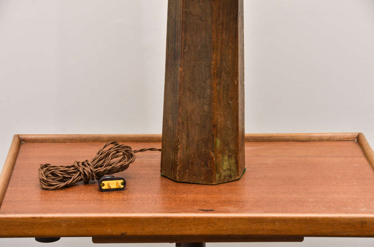 French Rustic Carved Wooden Table Lamp