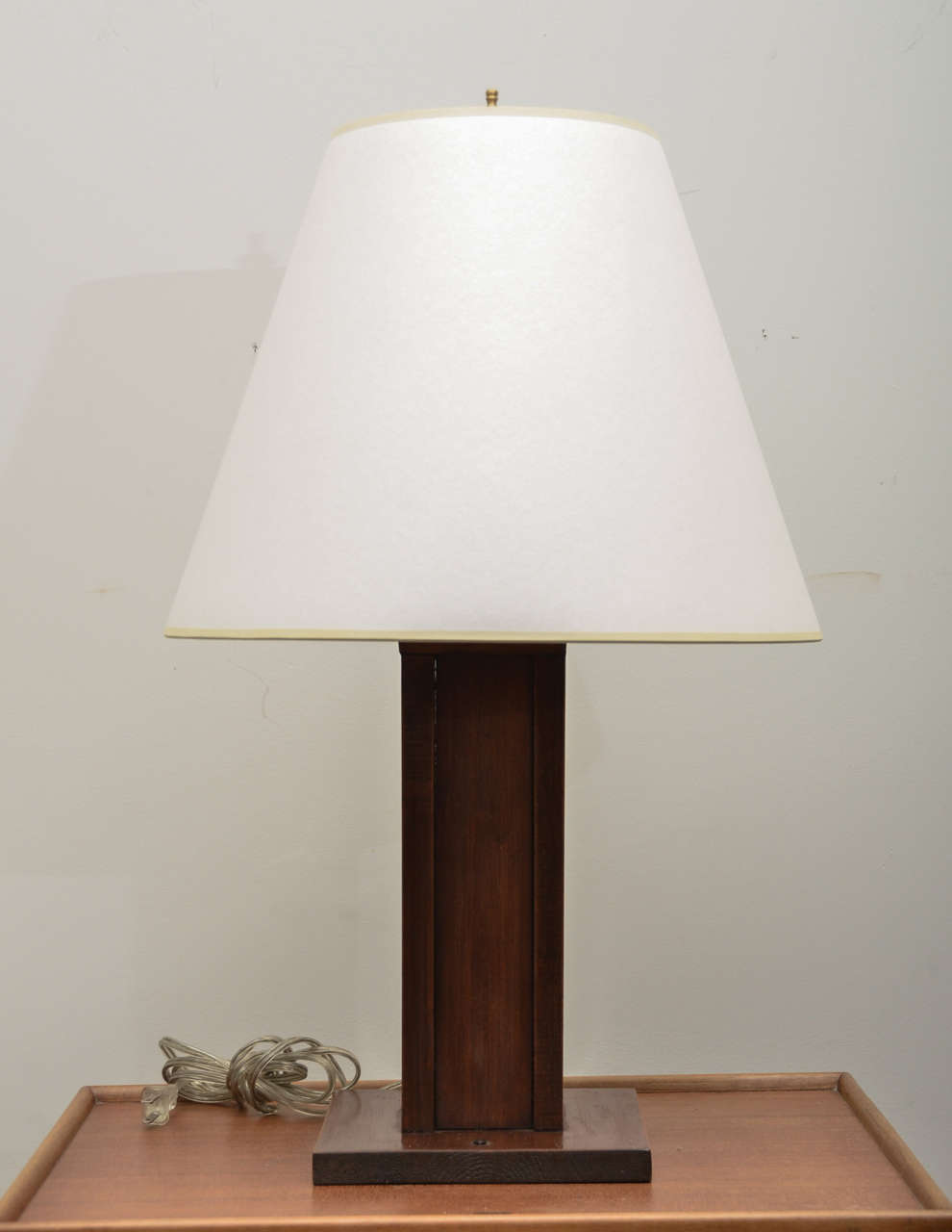 Wooden Table Lamp with Square Wooden Base - Mission Style, wired for US. Shade is Not Included.
