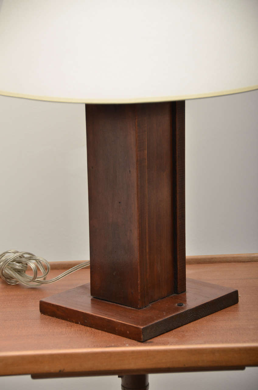 Square Mission Style Wooden Table Lamp In Excellent Condition In New York City, NY