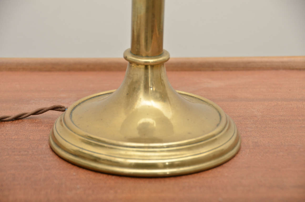 English Brass Candlestick Lamp