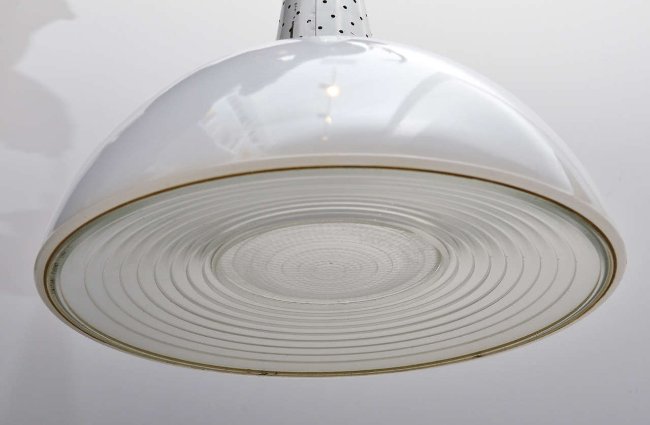 Mid-20th Century Pair of Metal and Glass Ceiling Light in the Manner of Mathieu Mategot