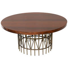 Rosewood and Patinated Brass Coffee Table Designed by Milo Baughman