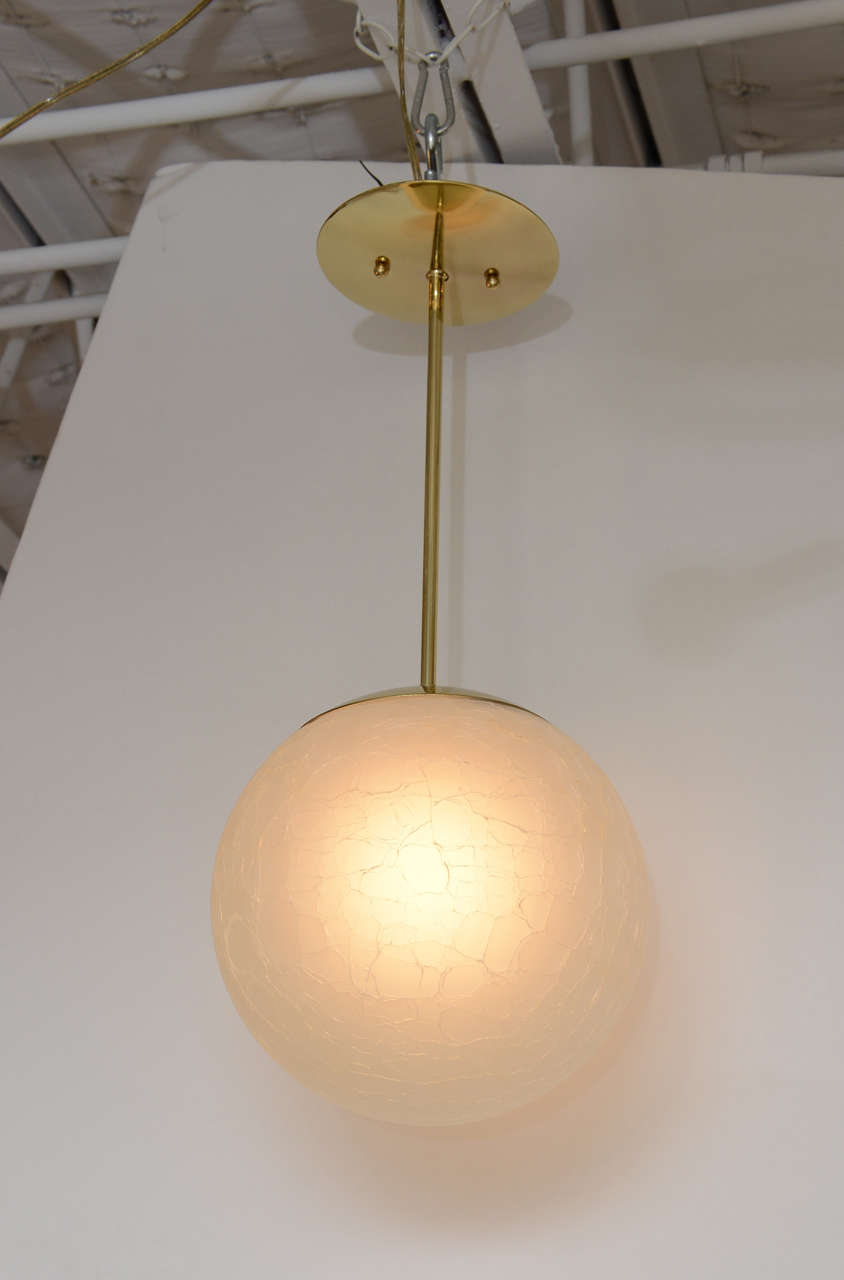 Pair of Mid-Century Crackle Glass Pendant Lights at 1stDibs | mid ...