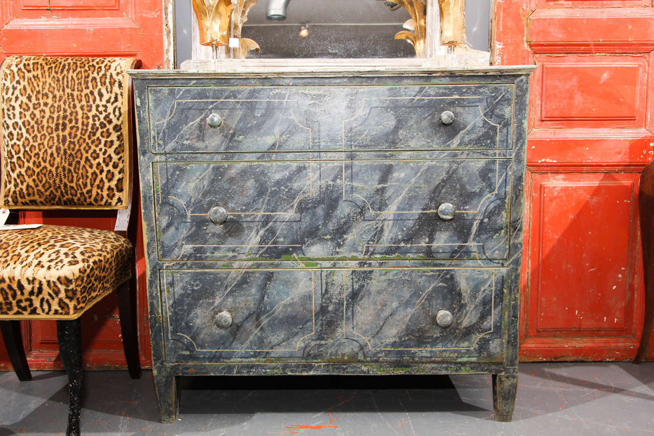 Mid-1800s Swedish chest faux painted, early 1900.