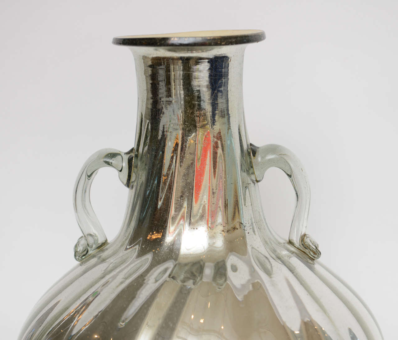 Mercury Silver over Glass Monumental Bottle or Jug In Excellent Condition In North Miami, FL