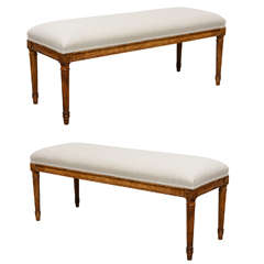 Pair of French Fruitwood Benches