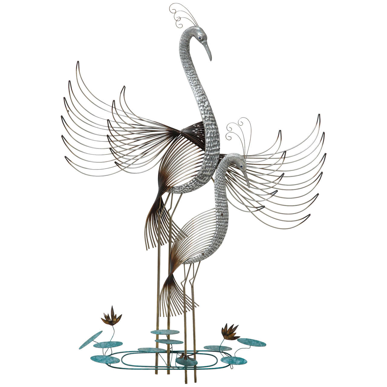 Curtis Jere Crane Birds Metal Art Sculpture, Mid-Century