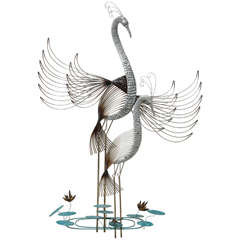 Curtis Jere Crane Birds Metal Art Sculpture:: Mid-Century