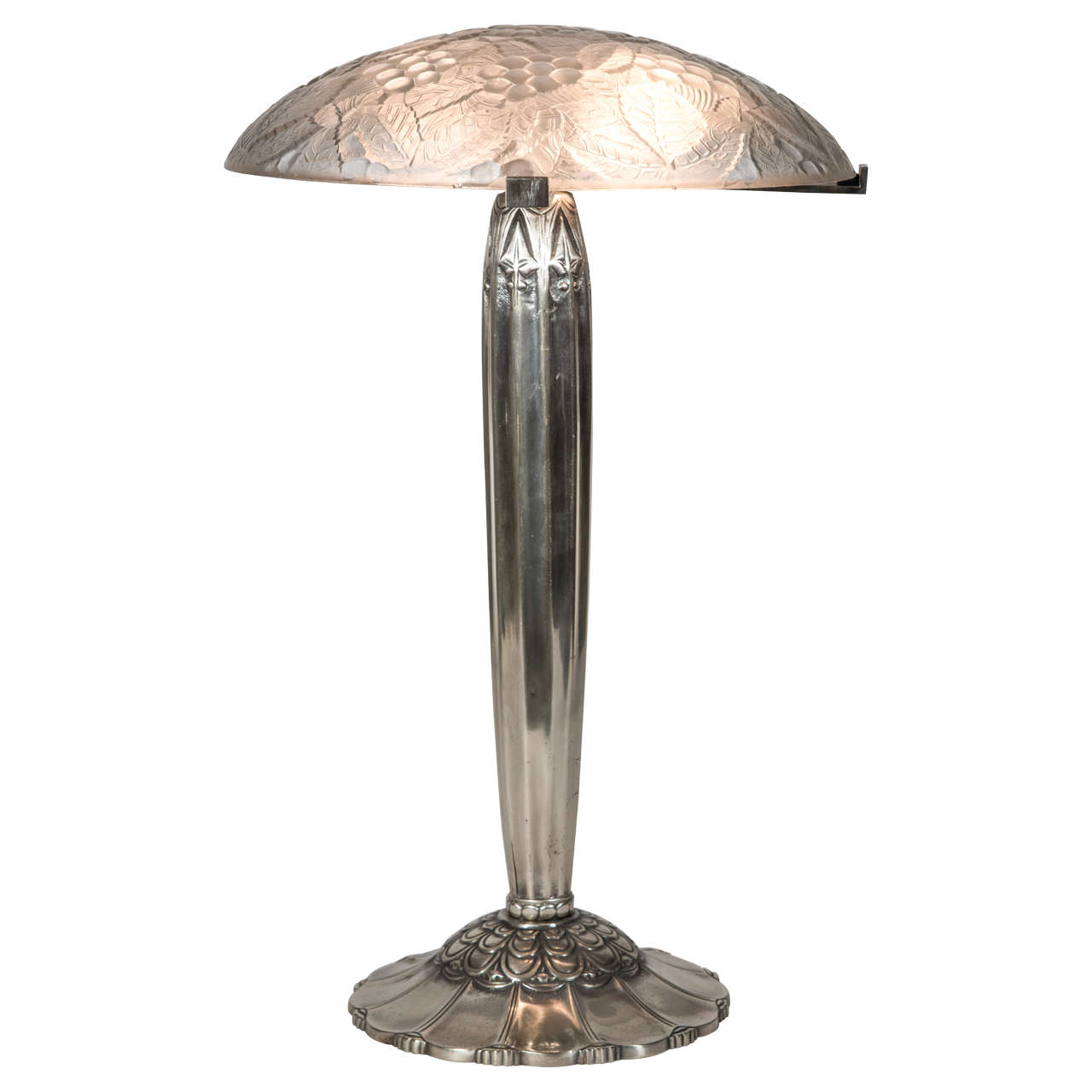 Art Deco Bronze and Molded Glass Table Lamp