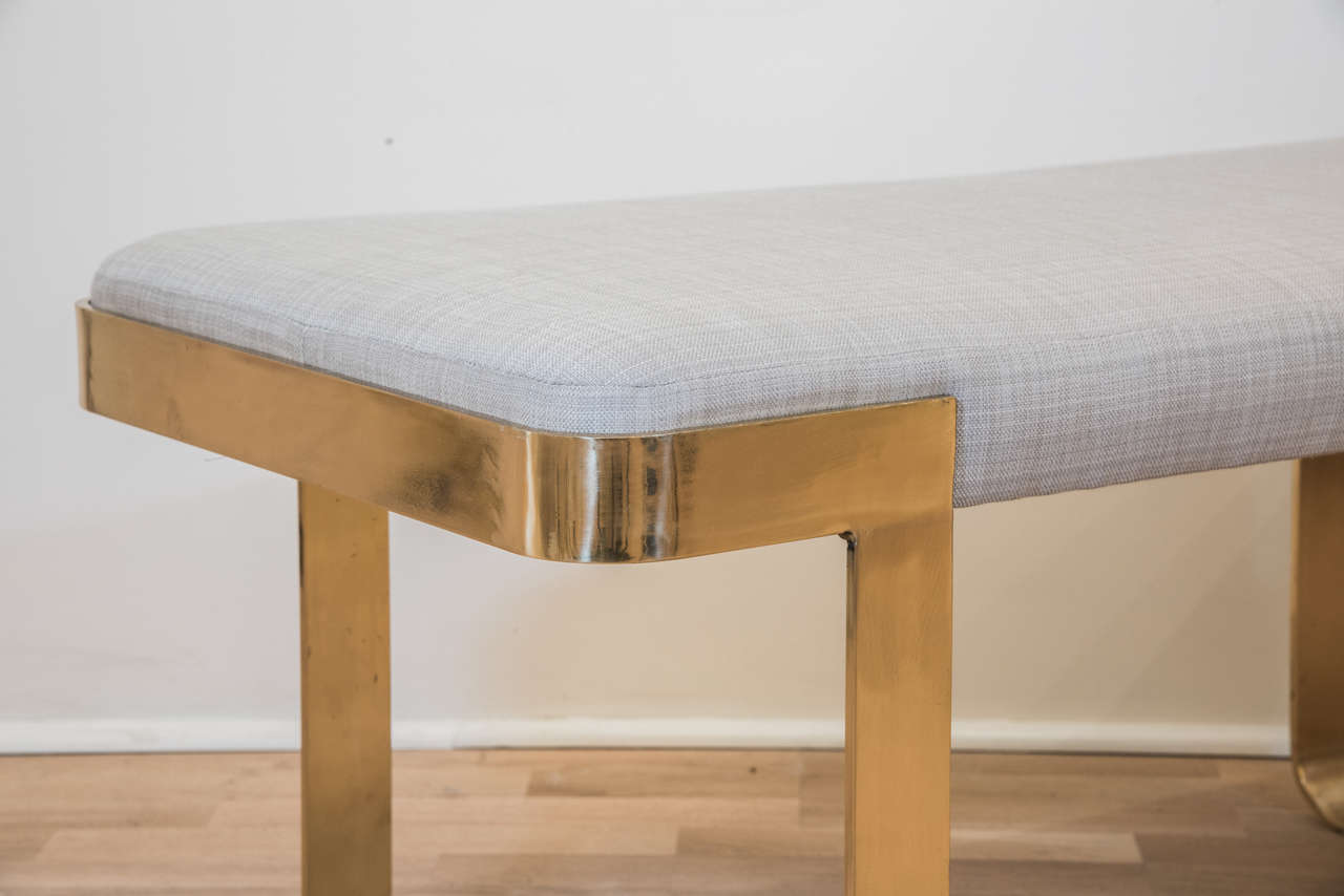 Modern Solid Brass Bench in the Style of Milo Baughman for Pace