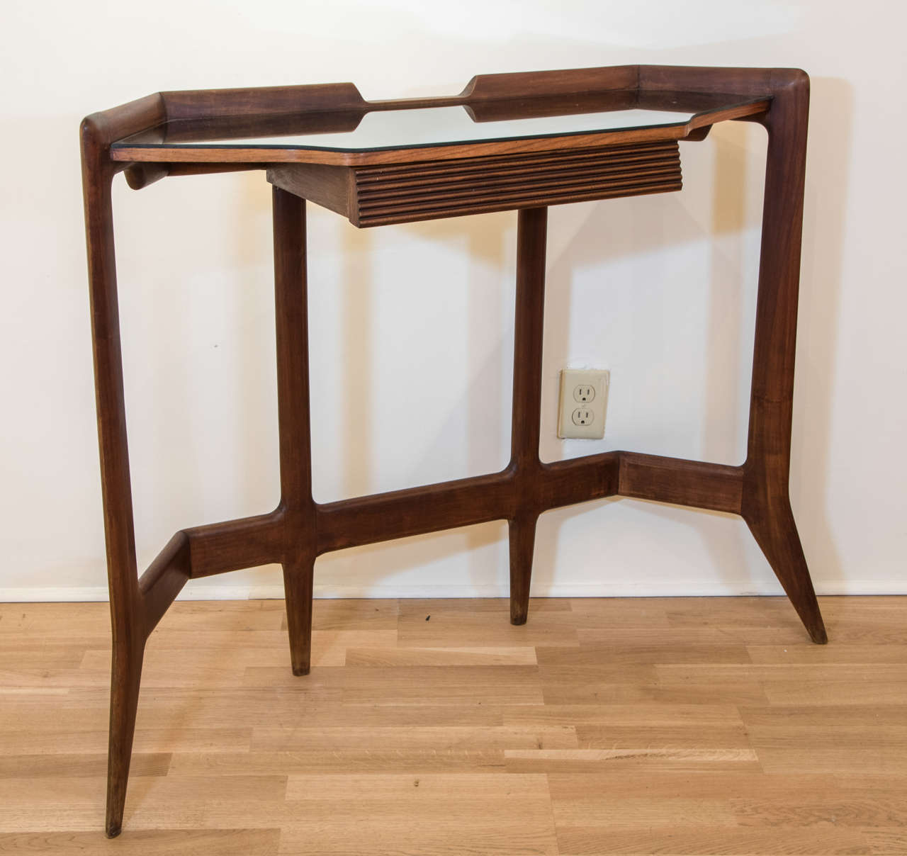 Italian Wood and Glass Console After Paolo Buffa