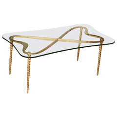 Brass and Glass Heart Shaped Cocktail Table, circa 1950