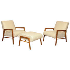 Pair of Lounge Chairs with Ottoman by Leslie Diamond for Conant-Ball, circa 1950